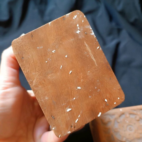 Wooden box vintage handmade carved used