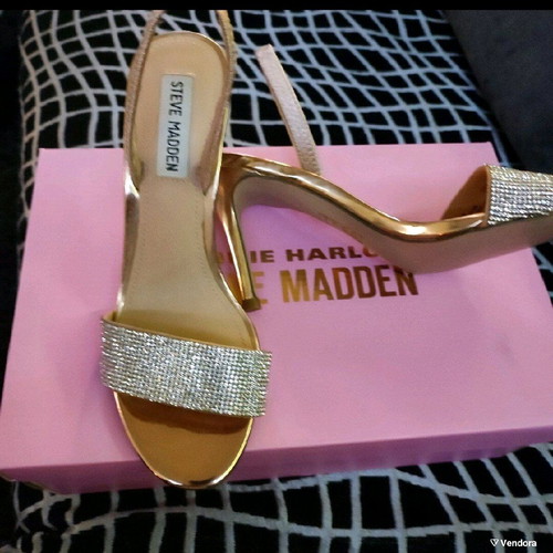 Steve Madden sandals size 37.5 pink-gold with strass new