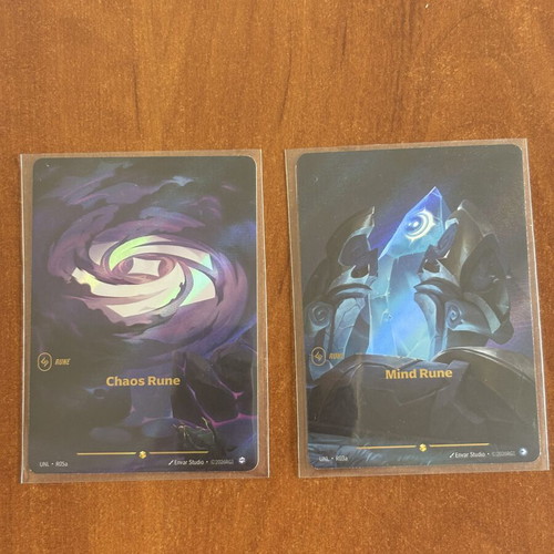 Riftbound Chaos Rune and Mind Rune cards, alternate art