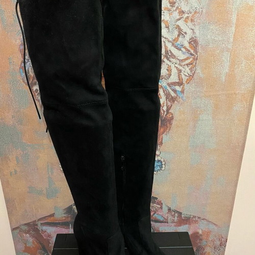 Over the knee suede boots black new, size 37