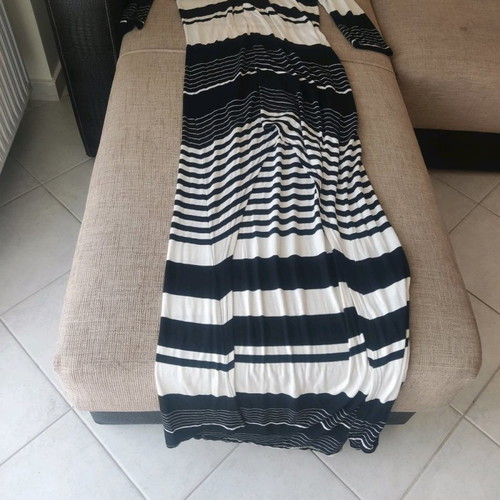 Lemon dress new striped black and white asymmetrical Greek design