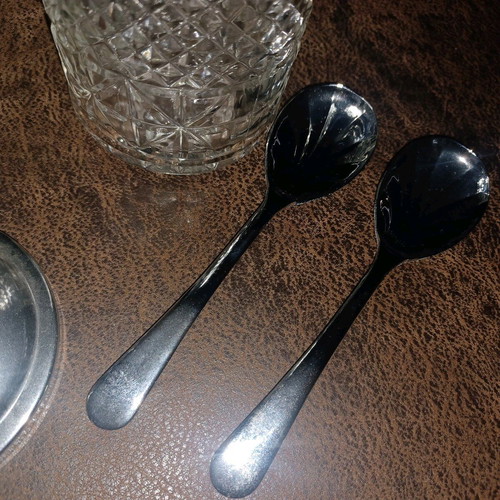 Set of 2 crystal jars for sugar and coffee used