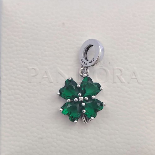 Pandora Four-Leaf Clover Charm S925 ALE new, green and silver