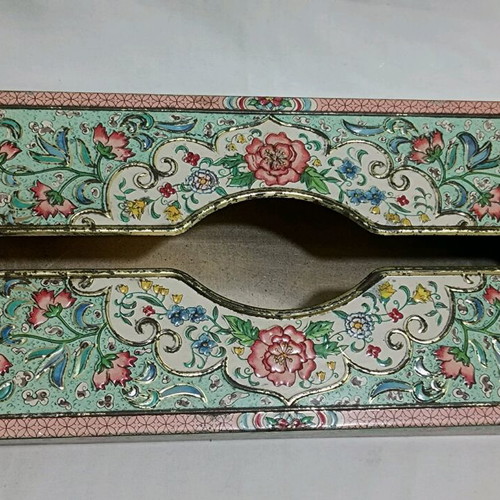 Vintage metal tissue box holder used