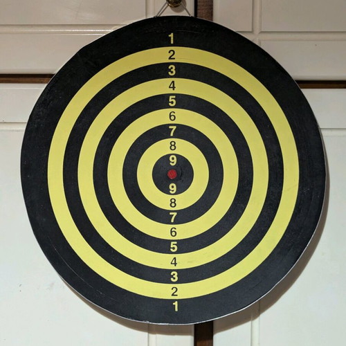 Dartboard with darts used, double-sided