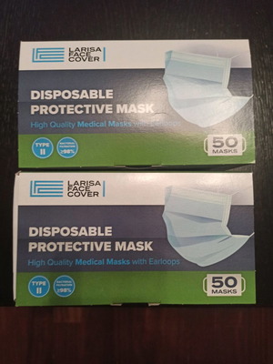 Дисposable маски нови, 2 пакета по 50, запечатани опаковки