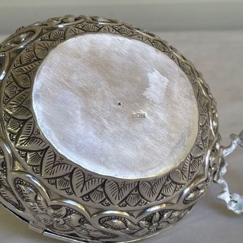 Ornate Silver Bowl Antique with Lid and Plate