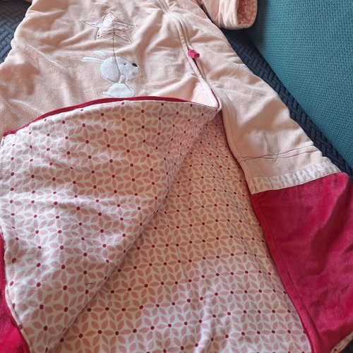 Premaman velour baby sleeping bag, pink, size 1