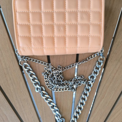 Bershka Mini Crossbody Bag with Chain, Like New, Salmon Color
