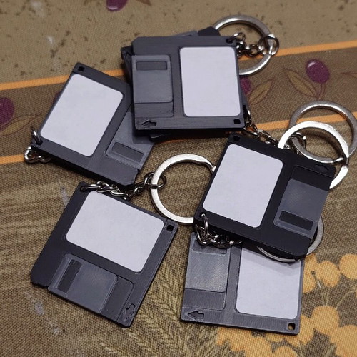 Floppy Disk Keychain with NFC Tag like new, retro tech keychain