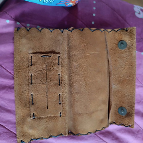 Suede leather cigarette case unused handmade