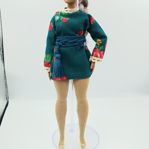 Doll clothes like new cotton dress set with belt, stockings, shoes