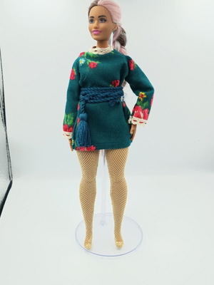 Doll clothes like new cotton dress set with belt, stockings, shoes