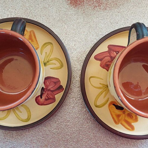 Clay coffee cups like new, set of 2 from Tinos