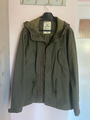 H&M Khaki Jacket with Hood like new, cotton