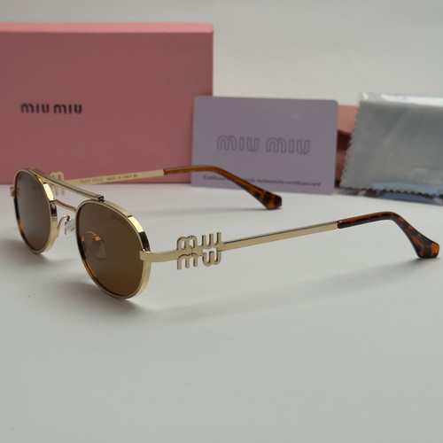 MiU MiU Women's Oval Sunglasses Black Brown Gold New UV400 Protection