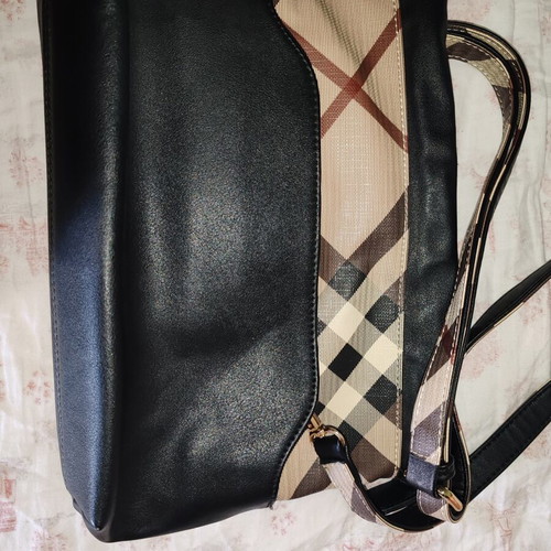 Fragola women's shoulder crossbody bag, black with check details