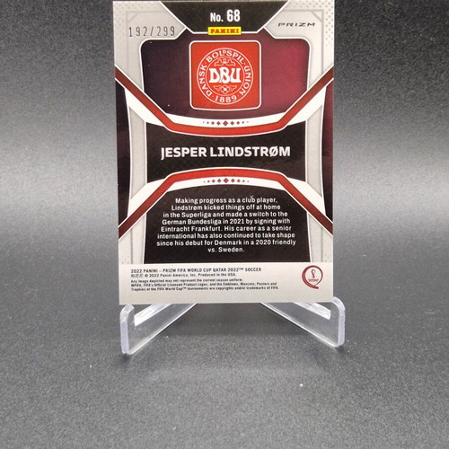 2022 Panini Prizm World Cup Qatar Blue Prizm Jesper Lindstrom #68 Rookie RC used