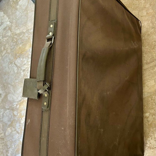 Travel suitcase used, brown, dimensions 72x56x25