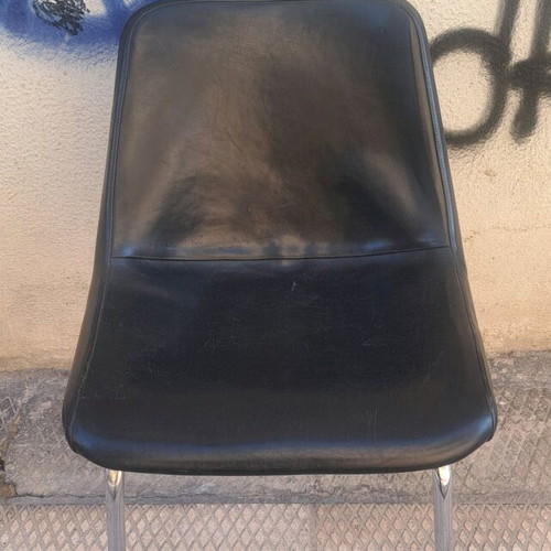 Καρέκλα με μεταλλική βάση και δερματίνη μεταχειρισμένη, δεκαετίας του 60
