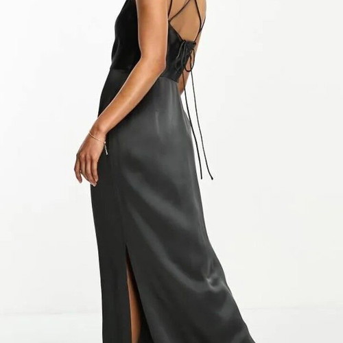& Other Stories Stockholm Atelier satin maxi dress dark grey like new