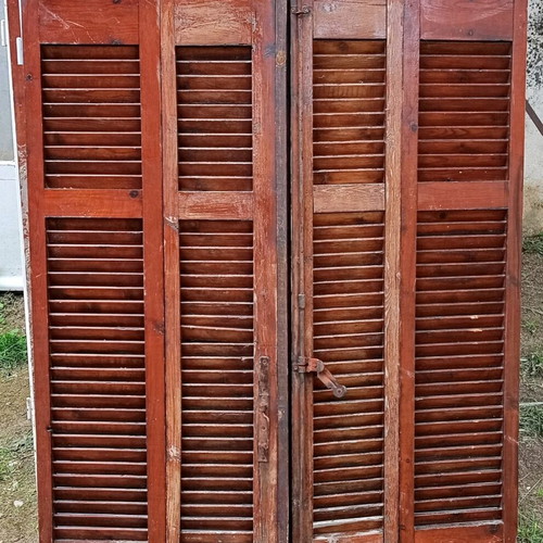 Wooden double balcony doors used, pack of 5 with shutters