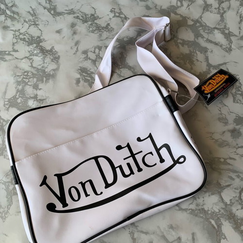 Von Dutch messenger bag crossbody new, white and black