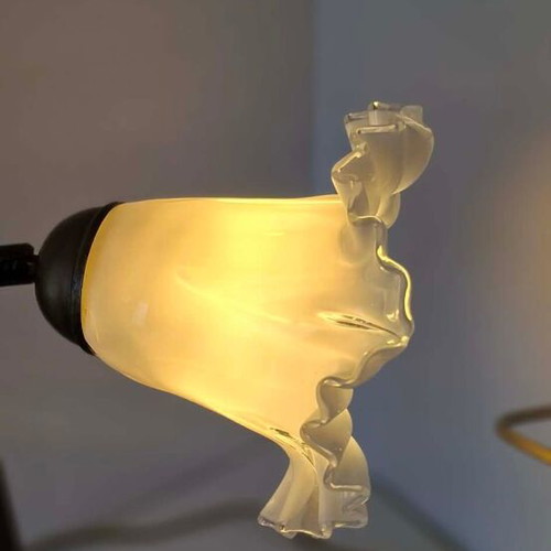 Bronze table lamp used with white Murano Franco Luce glass