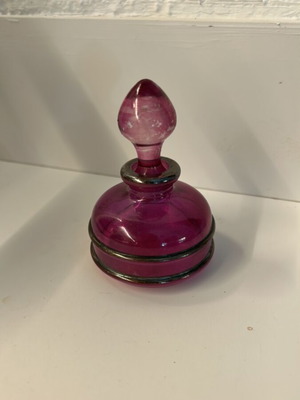 Glass perfume bottle used, purple color, vintage