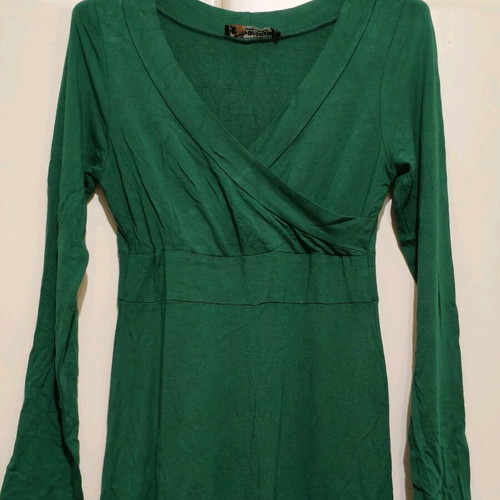 Green long wrap dress like new with long sleeves