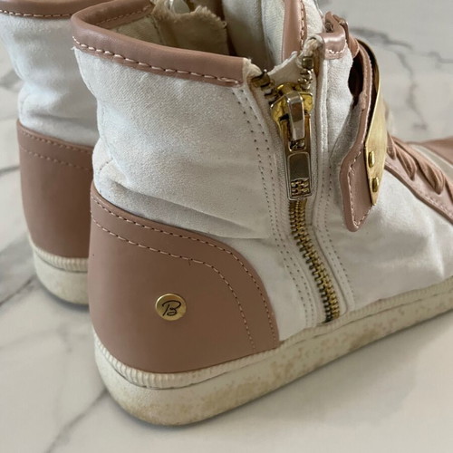 Sneakers BSB No39 used, white and nude, suede and leather