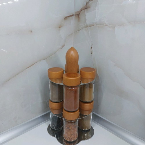 Giannini spice rack used, wood and stainless steel