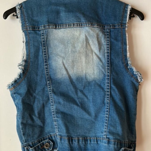 Jean jacket sleeveless used, blue, sizes S and M