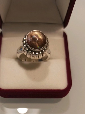 Silver ring No 55-56 new with semi-precious stone 925