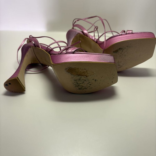 Tsakiris Mallas pink metallic platform sandals size 38 like new, 12 cm heel