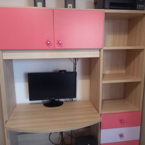 Children's desk with bookshelf, drawers and storage