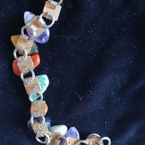 Vintage bracelet with semiprecious stones like new, multicolor