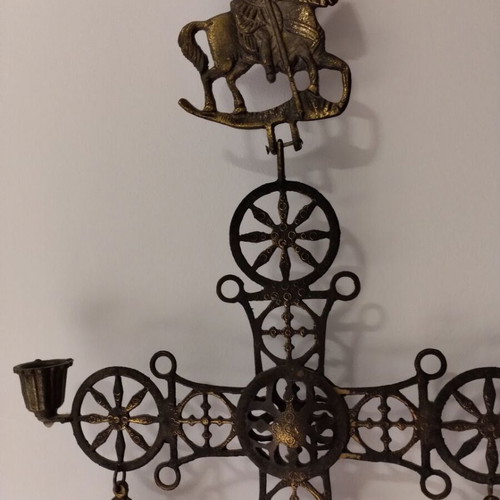 Byzantine cross with bronze candle holder, pendant