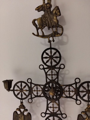 Byzantine cross with bronze candle holder, pendant