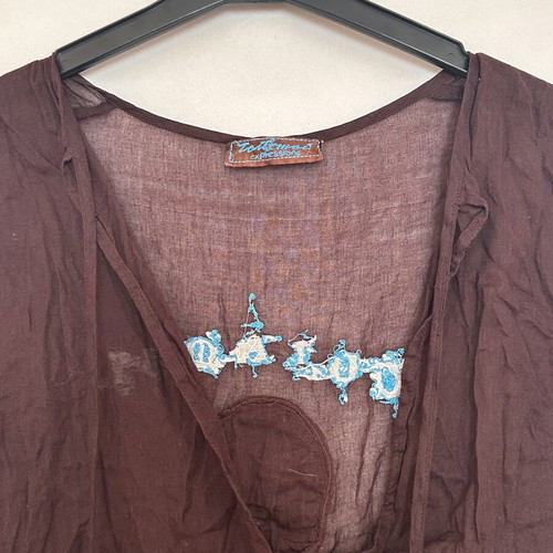 Kaftan shirt with embroidery and stones, like new, brown, size M