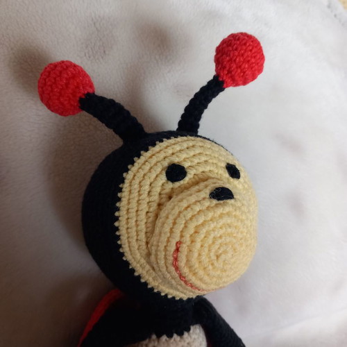 Handmade crocheted ladybug doll 40 cm new, cotton yarn