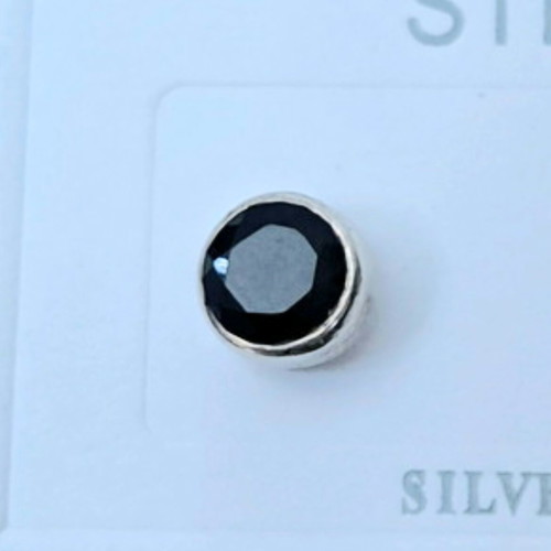 Stud earrings 925 silver with natural black agate like new