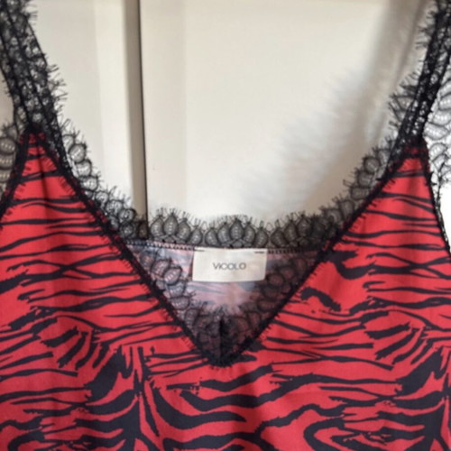 Vicolo Zebra Print Red Cami Top Lace Straps like new