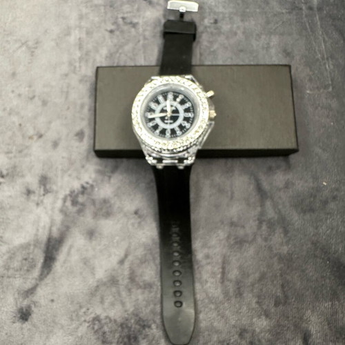 Geneva Quartz watch with LED lighting and rhinestones, new