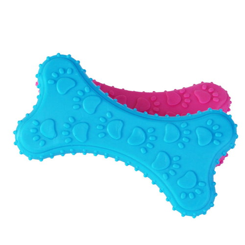 Dog toy new, hard rubber bone blue
