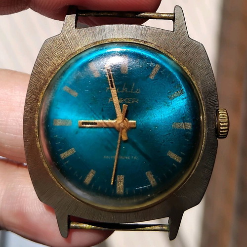 Vintage Ruhla Anker watch used with petrol dial DDR