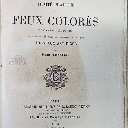 Chimie Pyrotechnique 1883 book used, Paul Tessier
