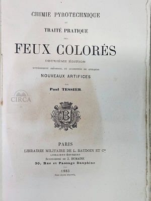 Chimie Pyrotechnique 1883 book used, Paul Tessier
