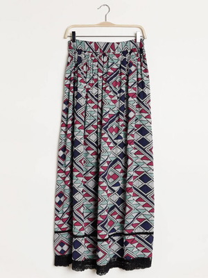 Maxi skirt with side zipper and lace, cotton, size L
