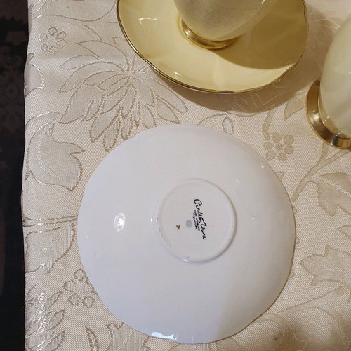 Carlton Ware tea set for two used, Rita series, hand-applied gold trim